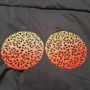 Yellow and orange oversized earrings